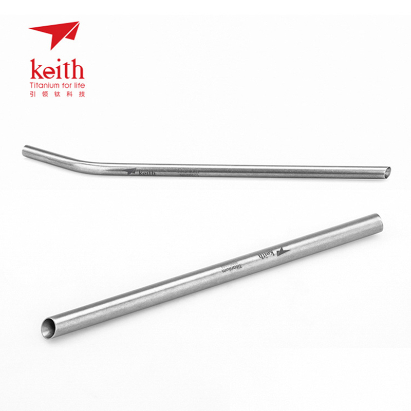 Camping Cooking Food - Keith Titanium Drinking Straw 21cm Bend