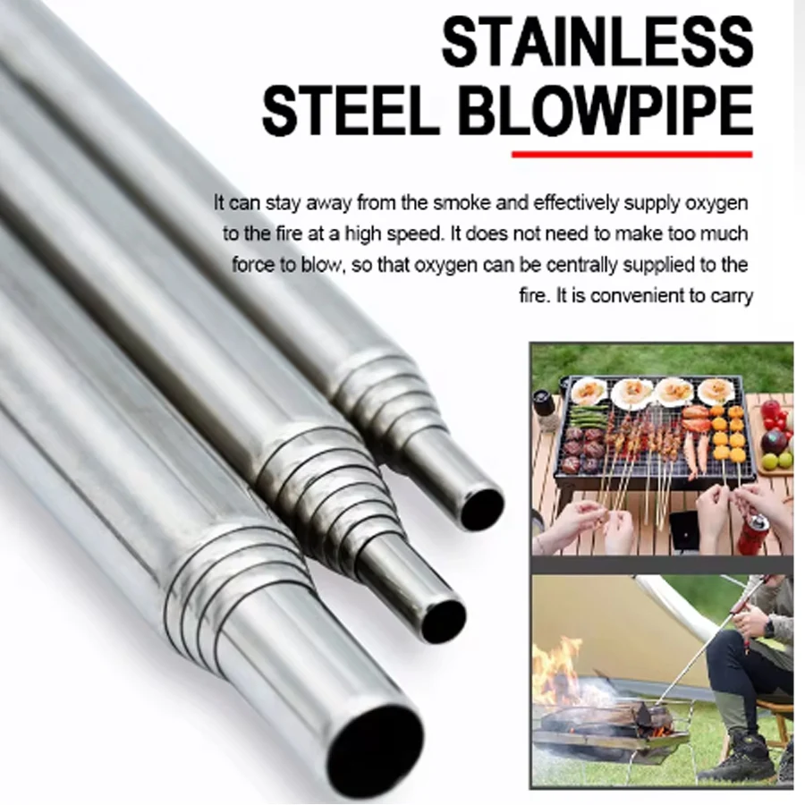 Camping Cooking Ware - Stainless Steel Blowpipe Pocket Bellow Collapsible