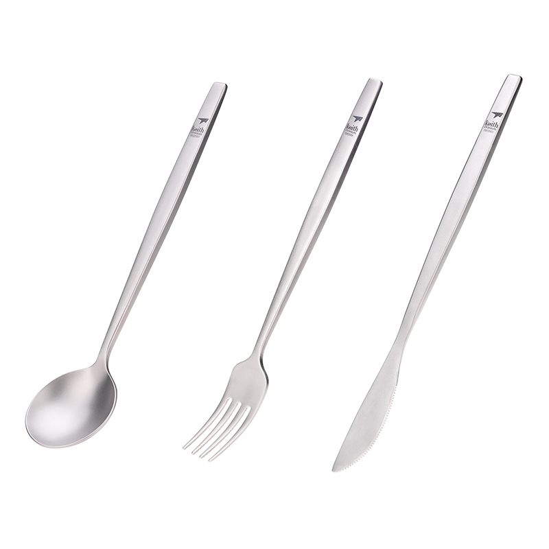 Camping Cooking Food - Keith Titanium Portable Spoon Fork Knife