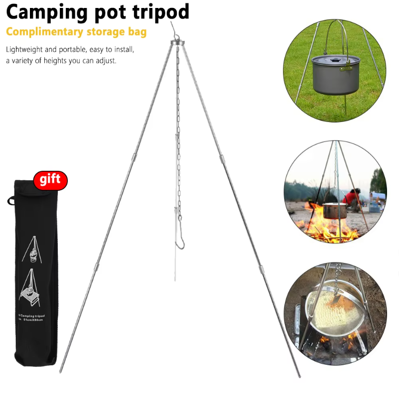 Camping Campfire Tripod for Ha - Camping Cooking Pot Tripod recension och pris