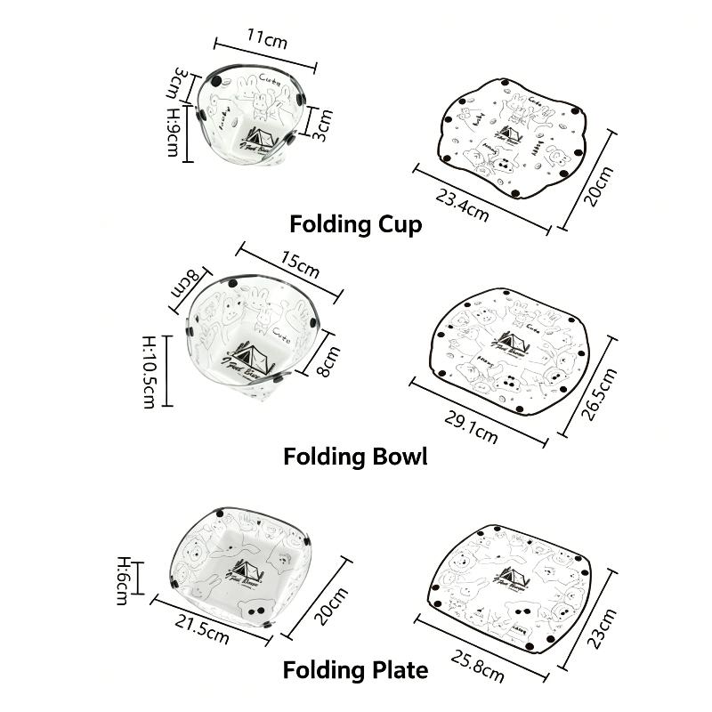 1/3PCS Foldable Bowls Cups & P - Camping Cooking Food recension och pris