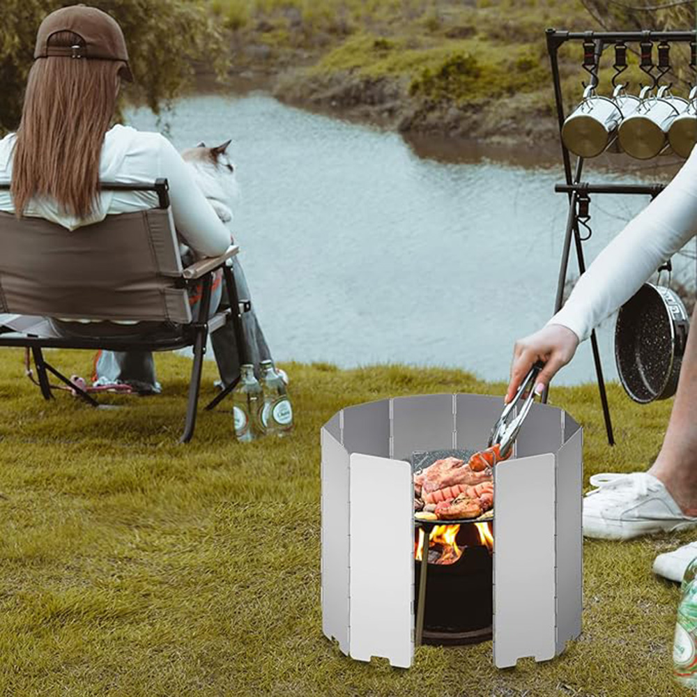 8/9/10/12/14/16 Plates Folding - Camping Cooking Windscreen recension och pris