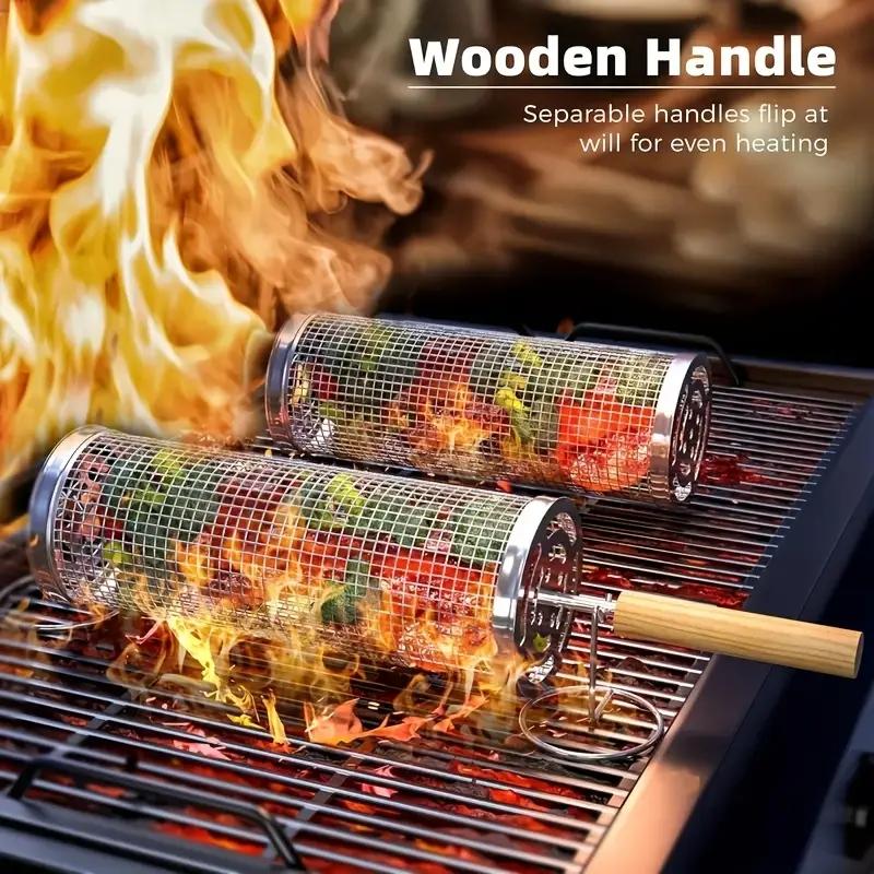 Stainless Steel BBQ Grill Bask - Camping Cooking Meat recension och pris