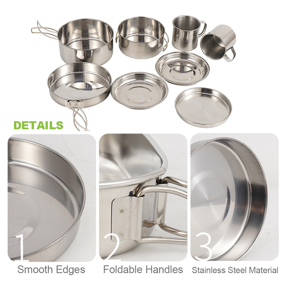 Camping Cookware Mess Kit 8PCS - Camping Cooking Mess Kit recension och pris