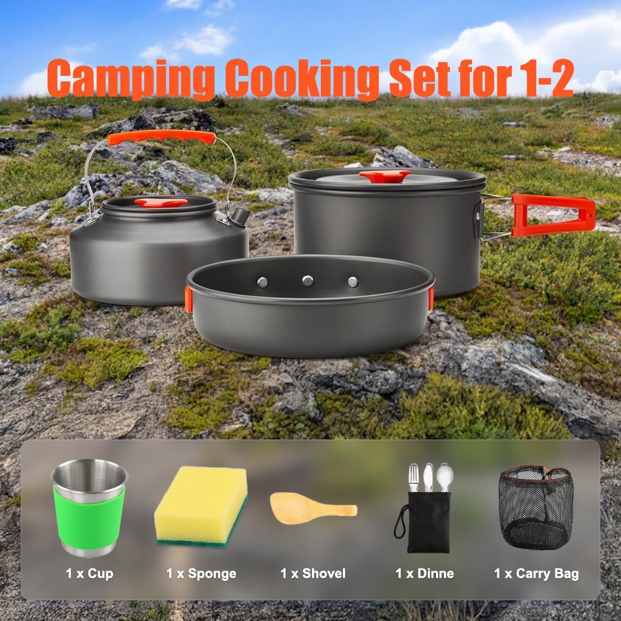 Camping Cookware Set: 35oz Non - Camping Cooking Pots And Pans recension och pris