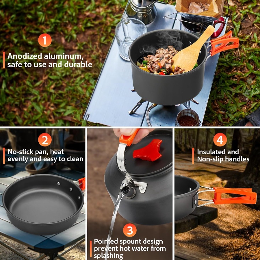Camping Cookware Set: 35oz Non - Camping Cooking Pots And Pans recension och pris
